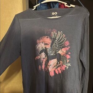 SO Kids Long Sleeve Pegasus Tee - Navy and Pink